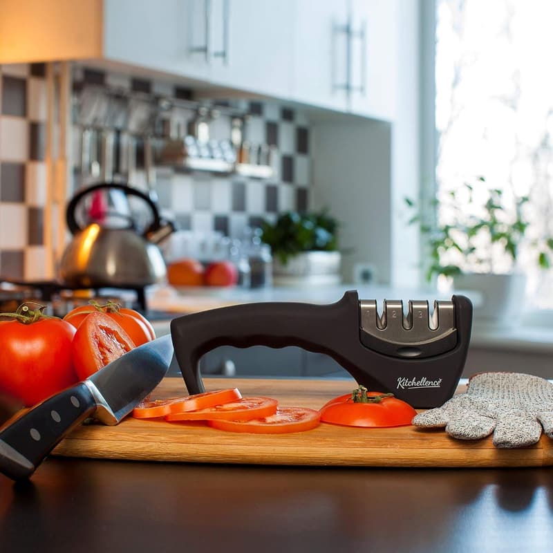 3-Stage Knife Sharpener & Cut-Resistant Glove Set