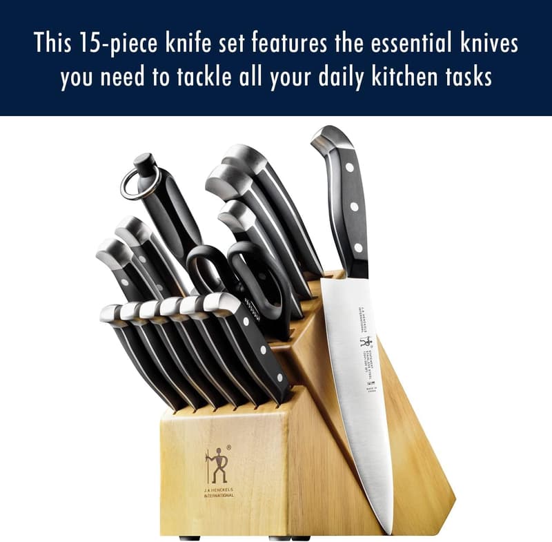 HENCKELS 15-Piece Premium Knife Set with Block, German Engineered