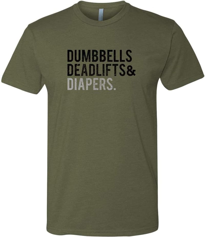 Men's Army Green Dumbbells & Diapers T-Shirt for Dads