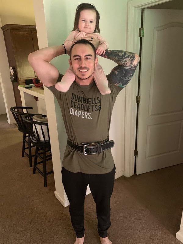 Men's Army Green Dumbbells & Diapers T-Shirt for Dads