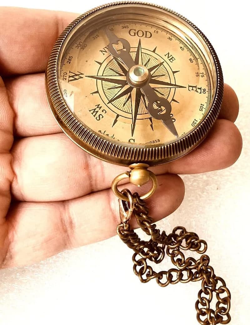 Engraved Brass Compass for Grandson's Birthday or Graduation