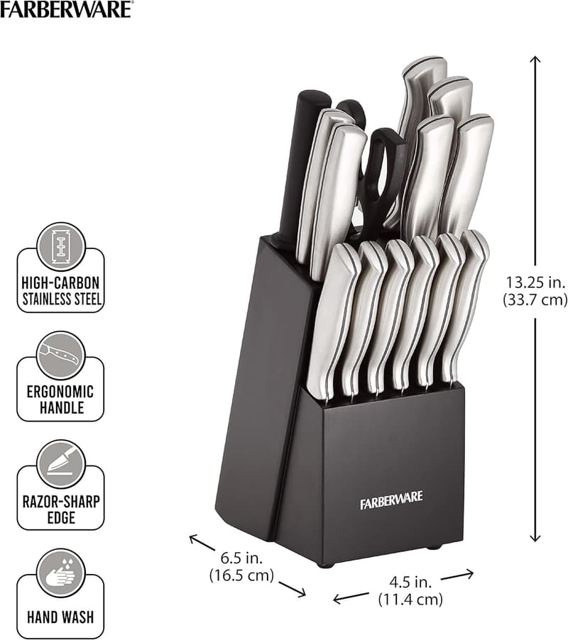 High-Carbon Stainless Steel 15-Piece Kitchen Knife Set