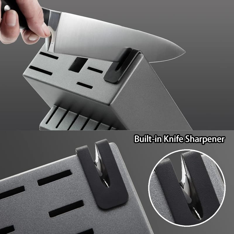German Stainless Steel Kitchen Knife Block Set with Sharpener