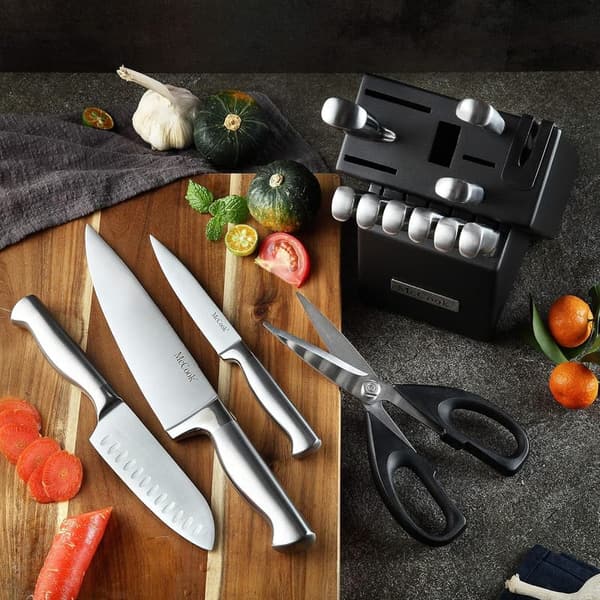 German Stainless Steel Knife Set with Built-in Sharpener