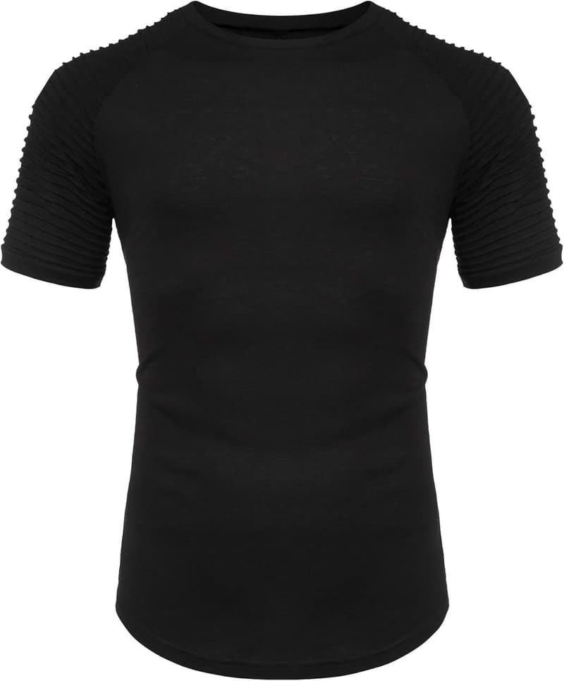 Men's Pleated Raglan Muscle T-Shirt for Gym Workouts