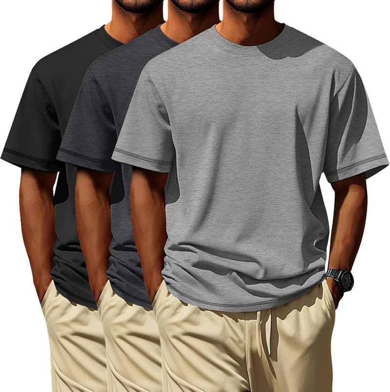 Big & Tall Men's Cotton Crewneck T-Shirts (L-5XL) - 3 Pack