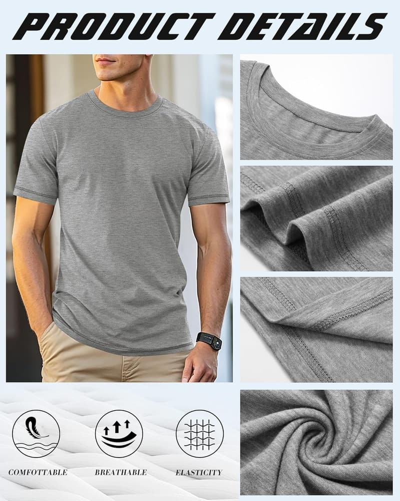Big & Tall Men's Cotton Crewneck T-Shirts (L-5XL) - 3 Pack