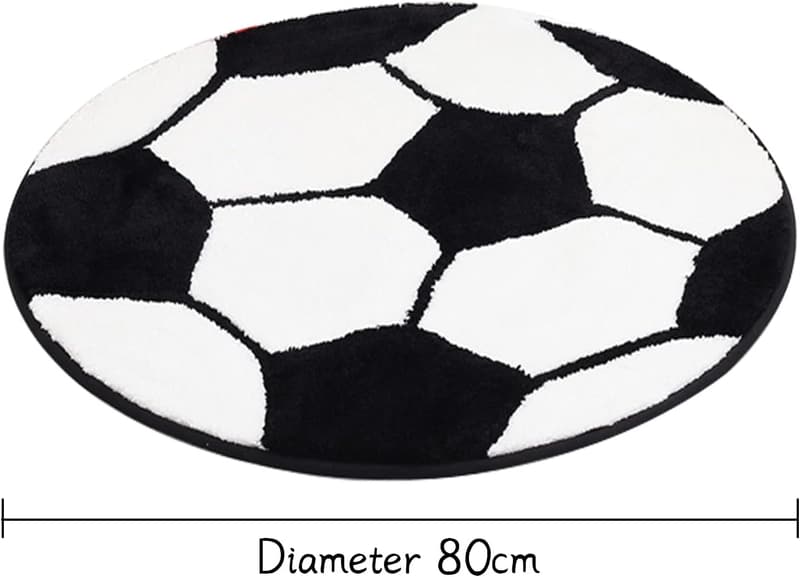Soccer Themed Round Area Rug for Kids' Bedroom or Man Cave