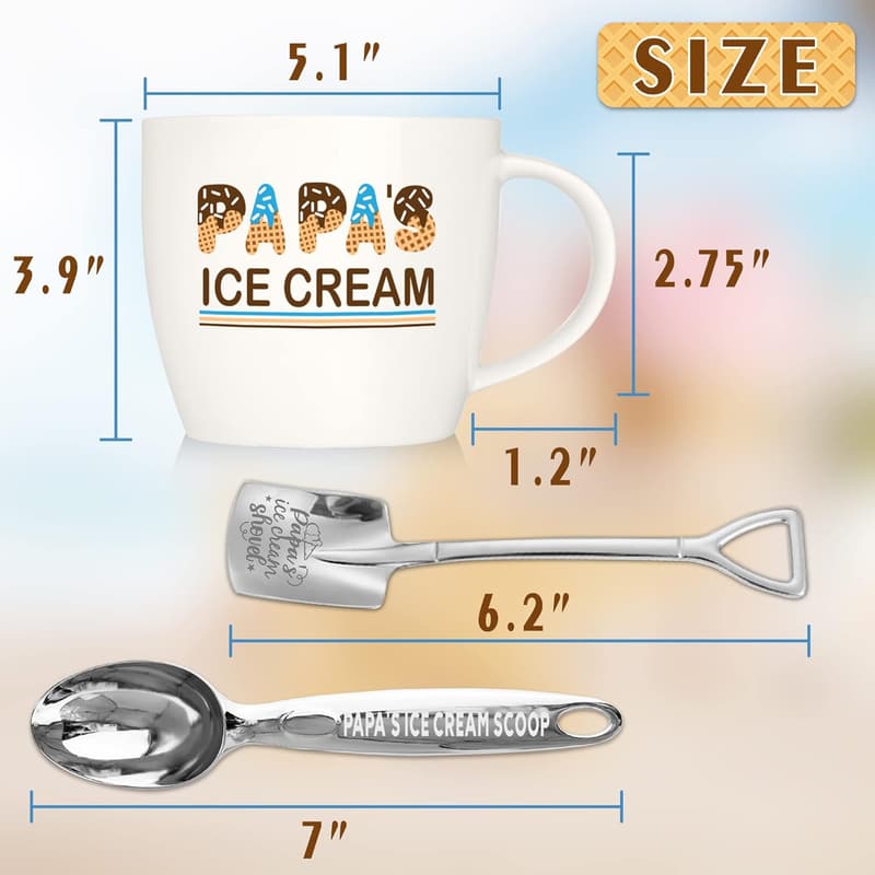 Father's Day Ice Cream Bowl Set with Scoop for Dad