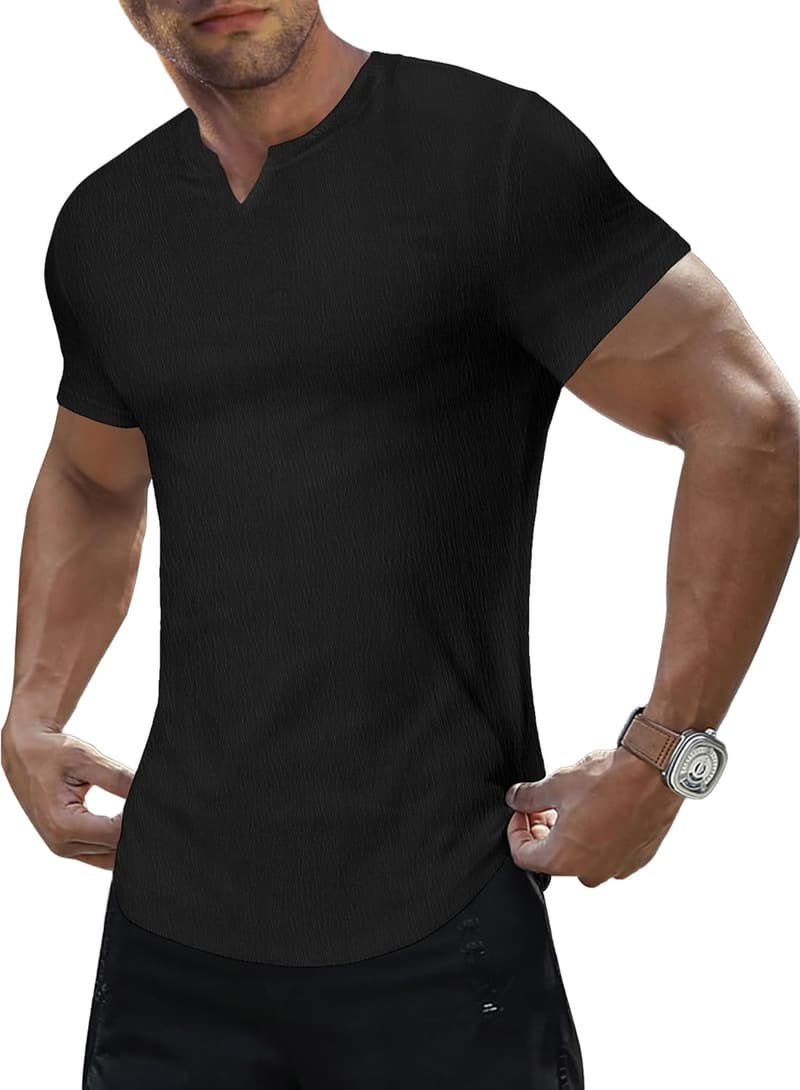 Men's Athletic Longline V-Neck Tee for Gym Workouts
