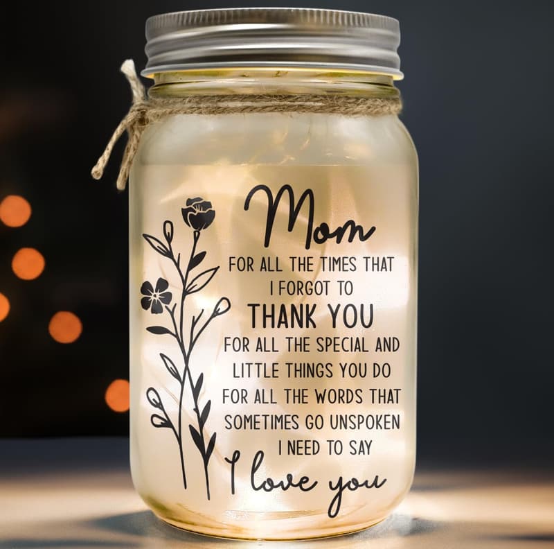 Mother's Day Mason Jar Night Light - Ideal Gift for Mom