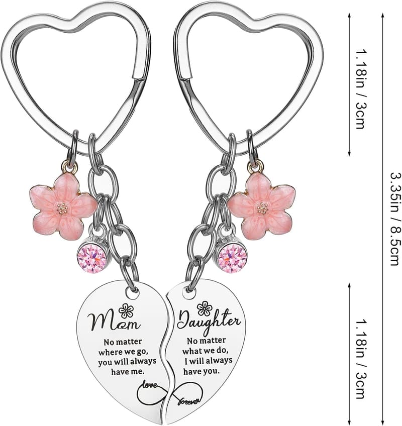 Mother's Day Heart Keyring Set for Mom and Daughter