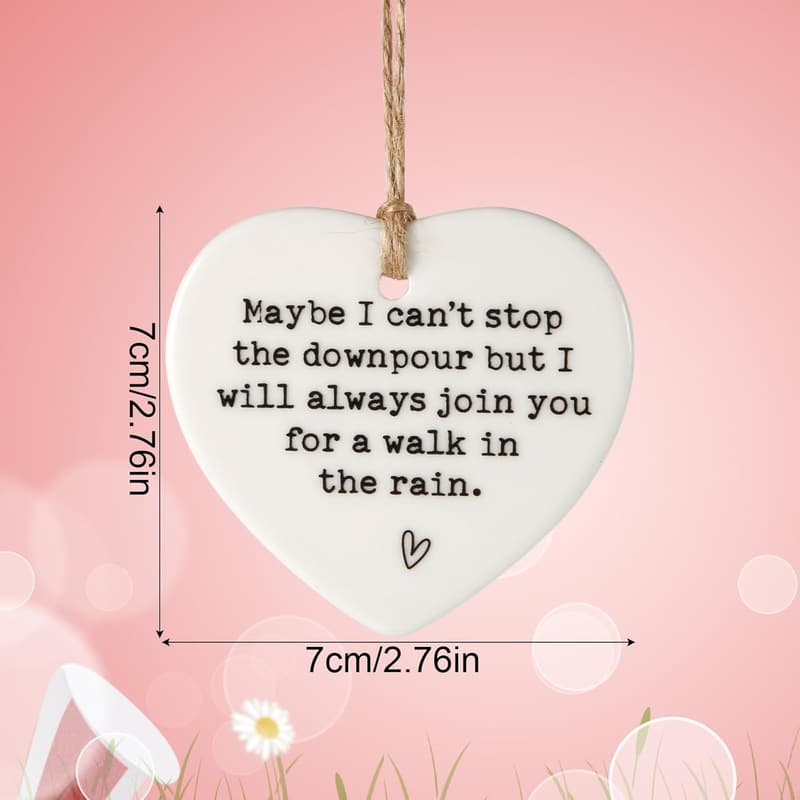 Friendship Gift Plaque - Ceramic Heart, Tough Times Decor