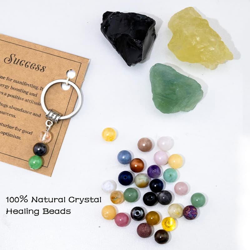 Natural Crystal Keychain for Women – Good Luck & Healing Stones