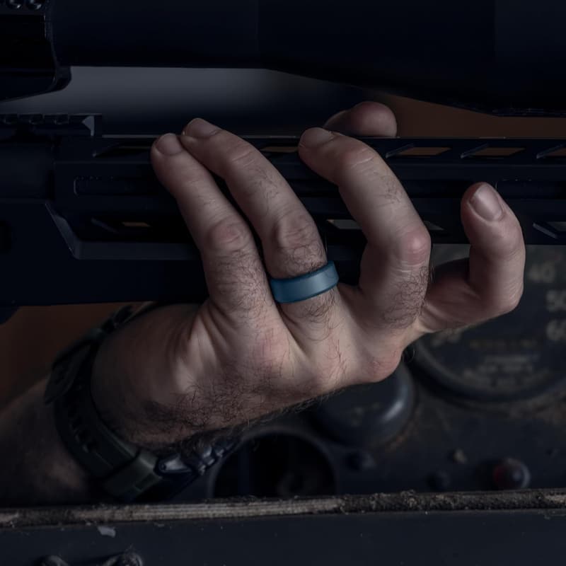 Men's Tactical Silicone Wedding Band, 9mm Wide Rubber Ring