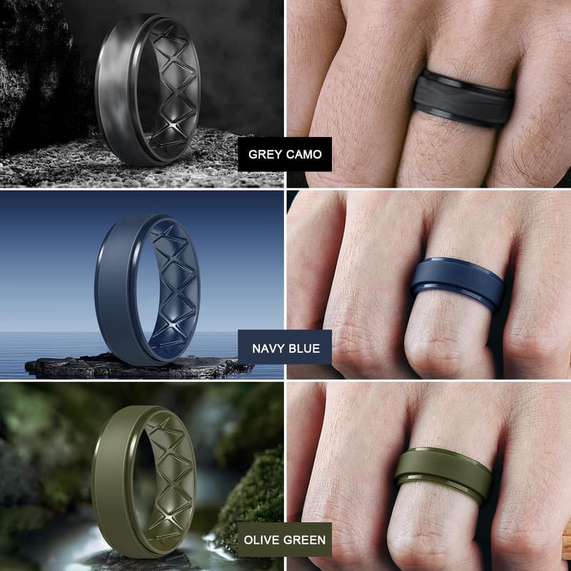 Ergonomic Silicone Wedding Bands for Men - Breathable Design