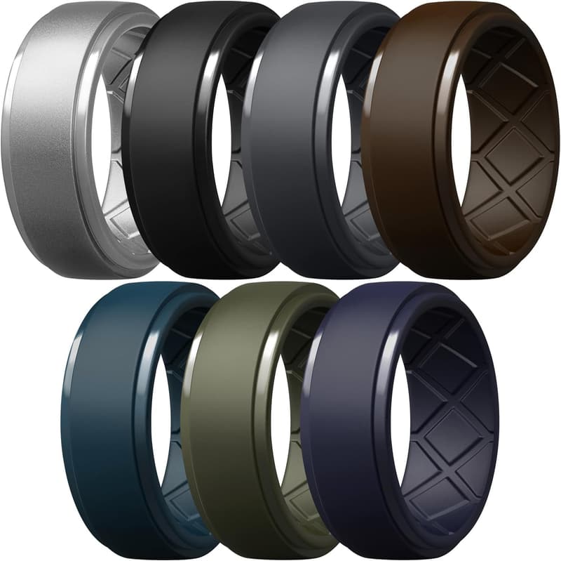 Men's 10mm Wide Silicone Wedding Rings - Comfort Fit Multipack