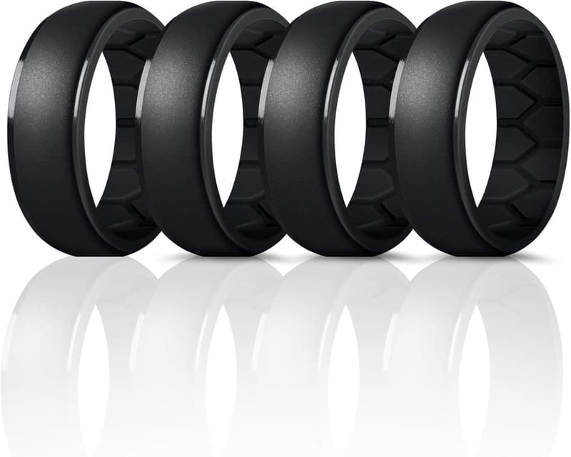 Men’s Silicone Wedding Ring with Breathable Airflow Design