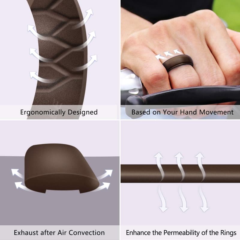 Men’s Silicone Wedding Ring with Breathable Airflow Design