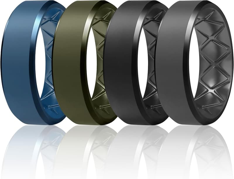 Men's Ergonomic Silicone Wedding Band - 9mm Wide, Breathable Design