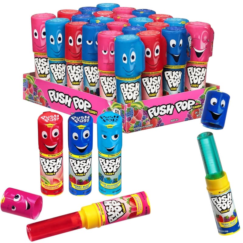 Push Pop Candy Variety Pack, 24 Count Lollipop for Birthdays