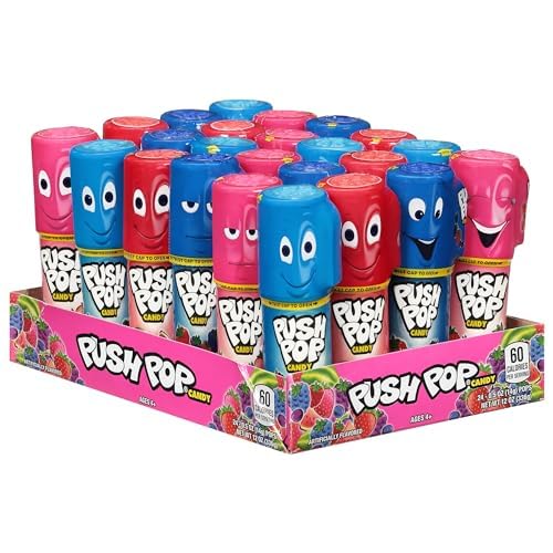 Push Pop Candy Variety Pack, 24 Count Lollipop for Birthdays