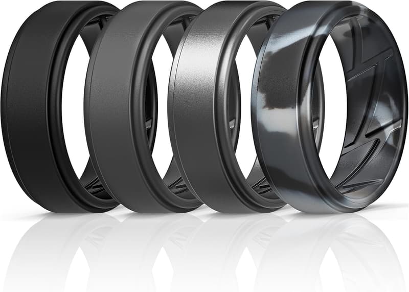 Men's Breathable Silicone Wedding Rings - 8mm Sleek Design