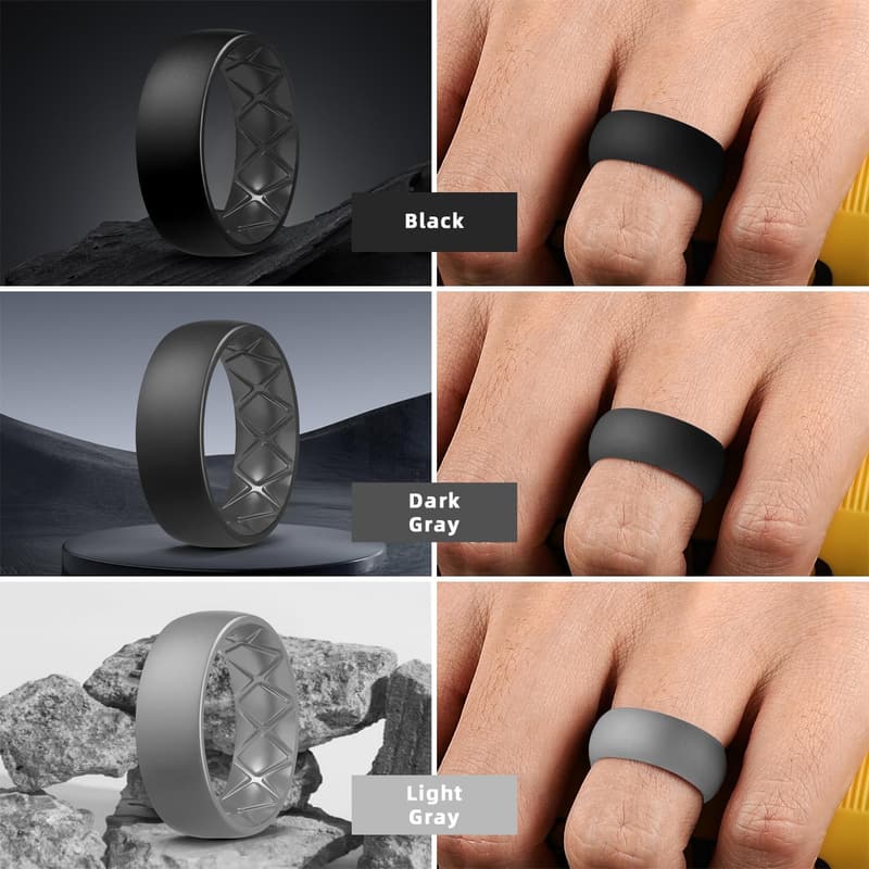 Men's Breathable Silicone Wedding Band - Ergonomic Design