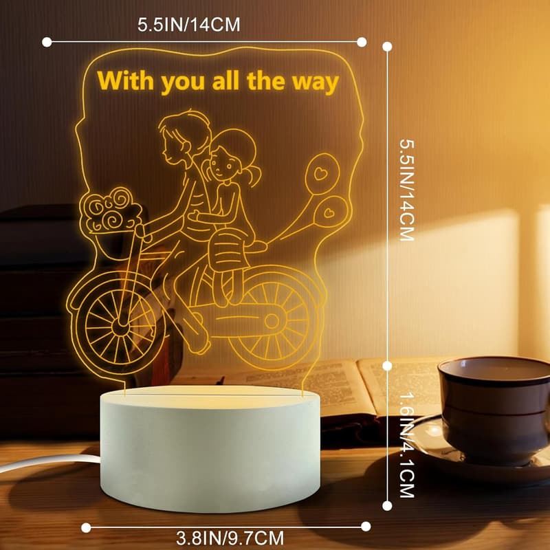 3D Illusion Night Lamp for Girlfriend's Birthday or Anniversary