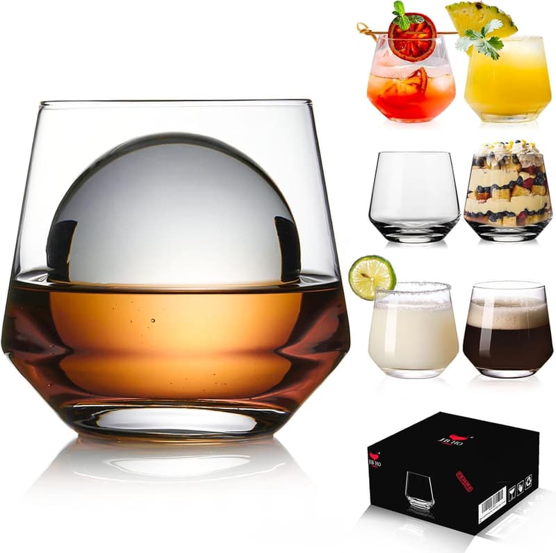 Whiskey Glass Set - 6 Non-Lead Crystal Glasses for Men