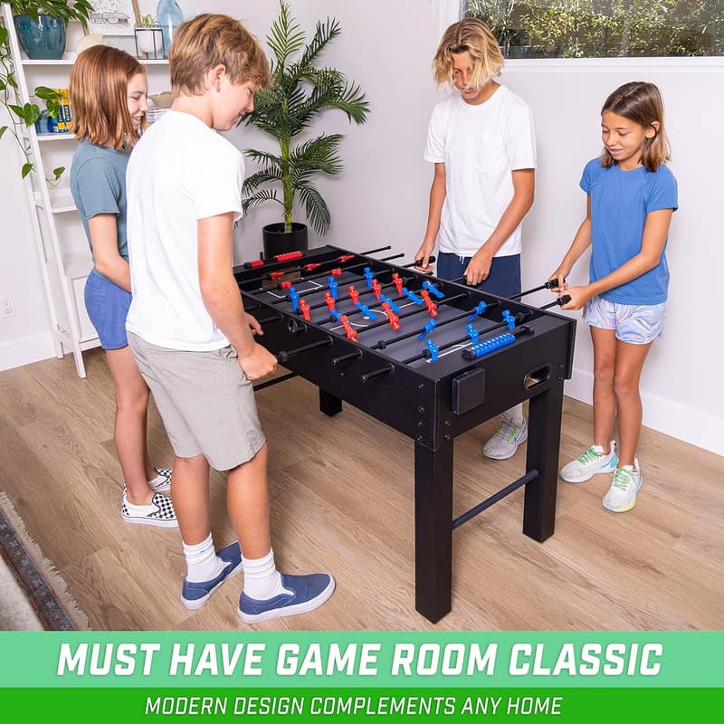 Game Room Foosball Table - 48 Inch - Black/Oak/White Finish