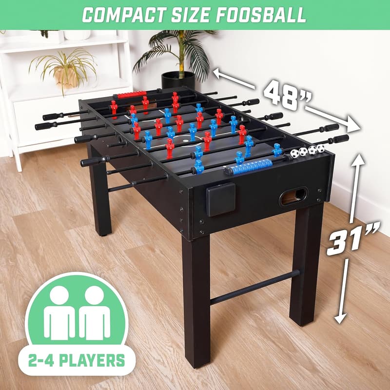 Game Room Foosball Table - 48 Inch - Black/Oak/White Finish