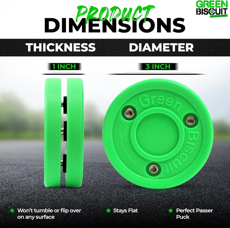 Off-Ice Stickhandling Pucks - Green Biscuit Passer 2-Pack