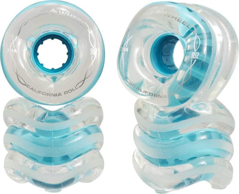 Shark Wheel 60mm 78A Skateboard Cruising Wheels - Clear/Blue Hub