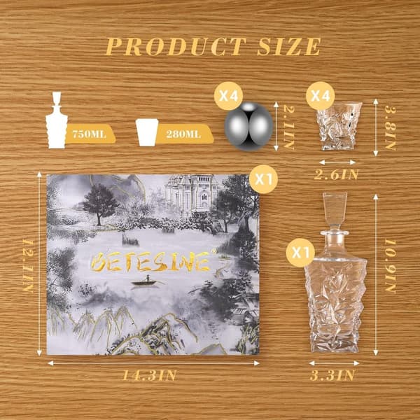 Whiskey Decanter Set for Men - Non-Lead Crystal Gift Boxed