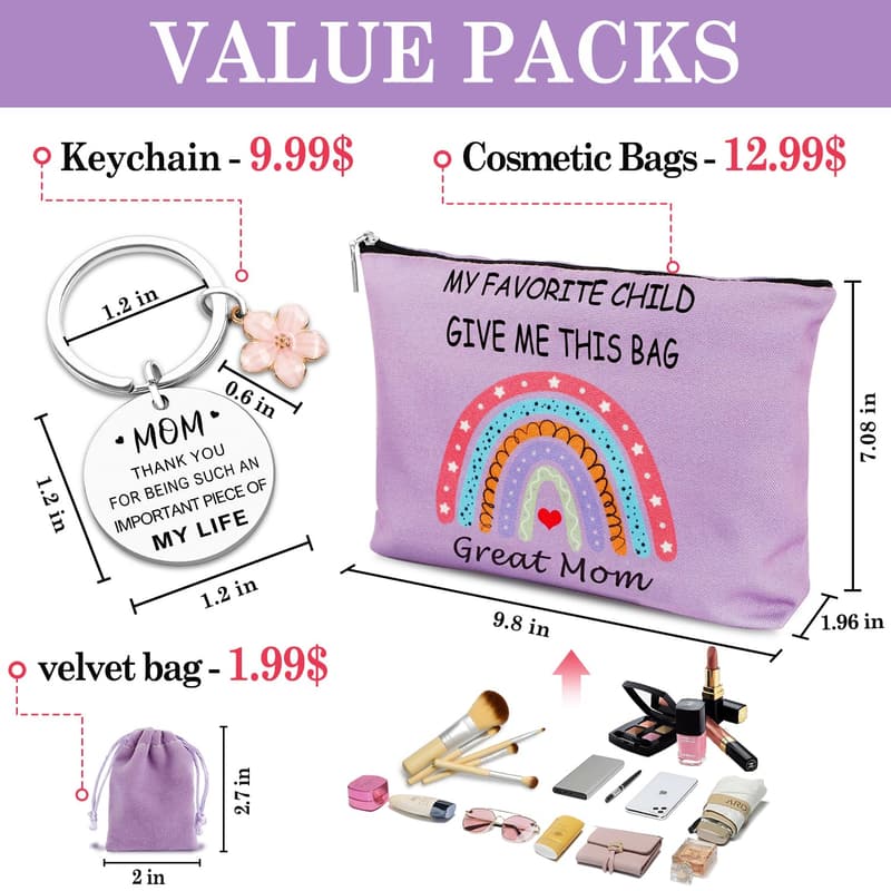 Birthday Gifts for Mom: Mama Bag and Keychain Set