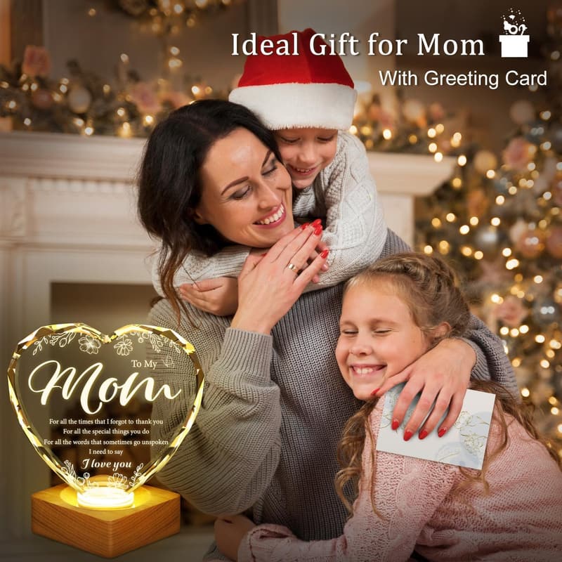 3D Engraved Crystal Lamp for Mom - Mother's Day Gift