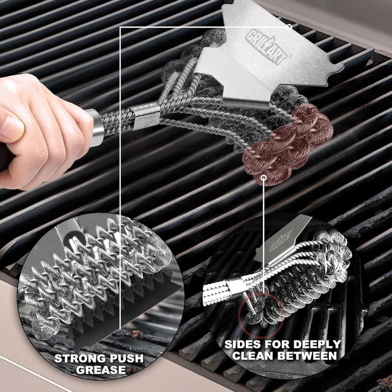 Bristle-Free Stainless Steel Grill Brush for BBQ Cleaning