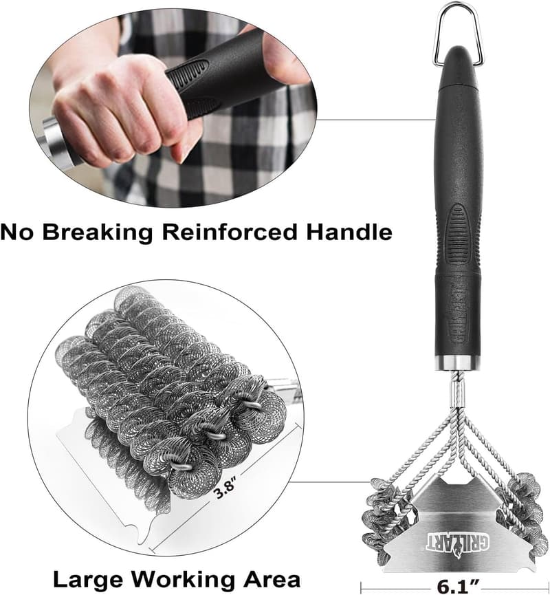 Bristle-Free Stainless Steel Grill Brush for BBQ Cleaning