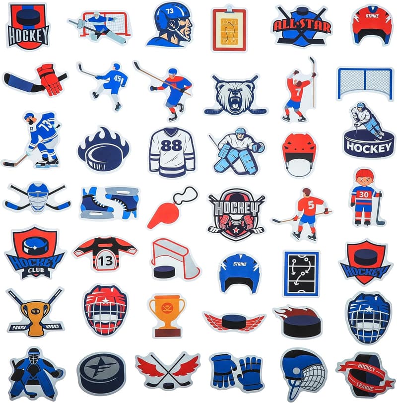 Ice Hockey Stickers - 100 Pack Waterproof Party Favors