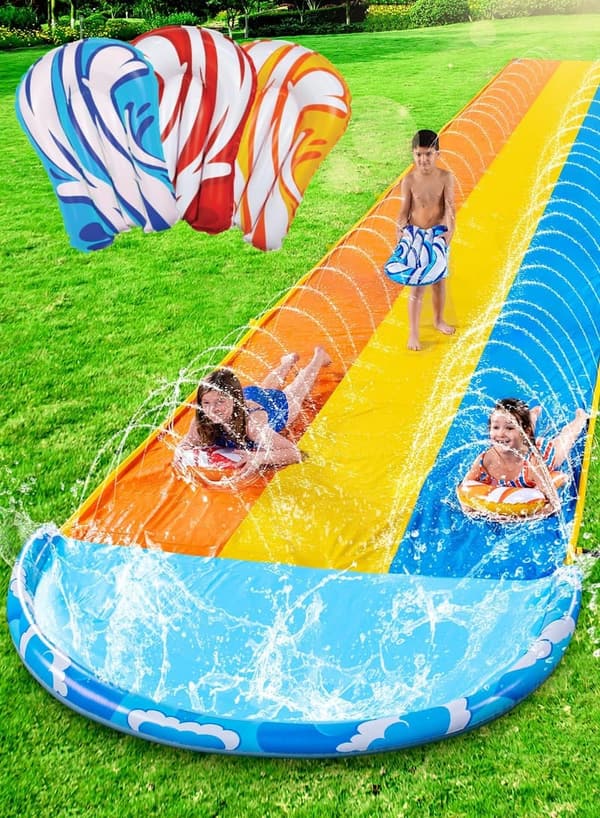 Heavy-Duty 22.5ft Lawn Water Slide with 3 Body Boards