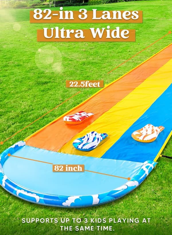 Heavy-Duty 22.5ft Lawn Water Slide with 3 Body Boards