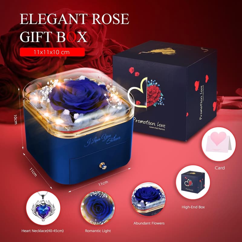 Eternal Rose Gift Box with Necklace for Women - Valentine's Day