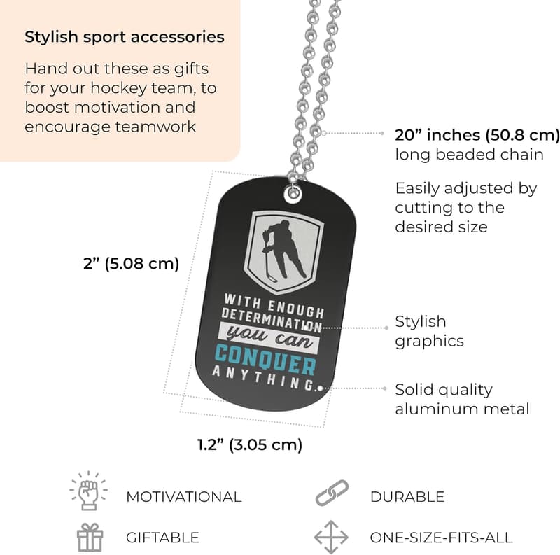 Motivational Hockey Dogtag Necklaces - 12 Pack for Teams