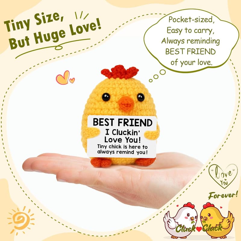 Funny Handmade Crochet Chicken Gift for Best Friends' Birthday