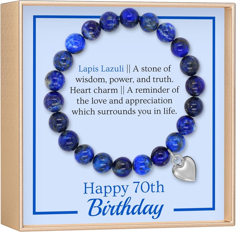 70th Birthday Bracelet with Meaningful Card for Women