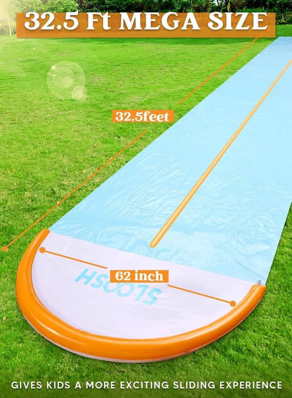 32.5ft Double Lane Water Slide with Inflatable Boards for Summer Fun