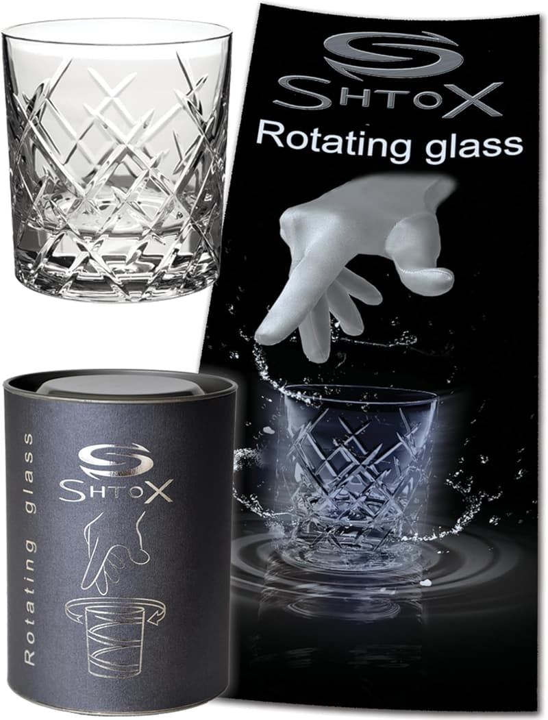 Rotating Crystal Whiskey Glass - Ideal Gift for Weddings & Birthdays