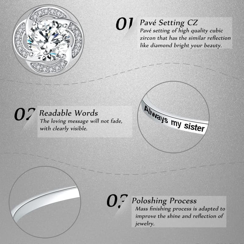 Mother's Day 'Badass Sister' Bangle Bracelet - Heartfelt Gift for Women