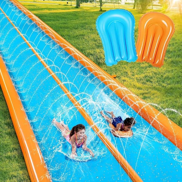 25ft Heavy Duty Double Lane Water Slide with Sprinkler
